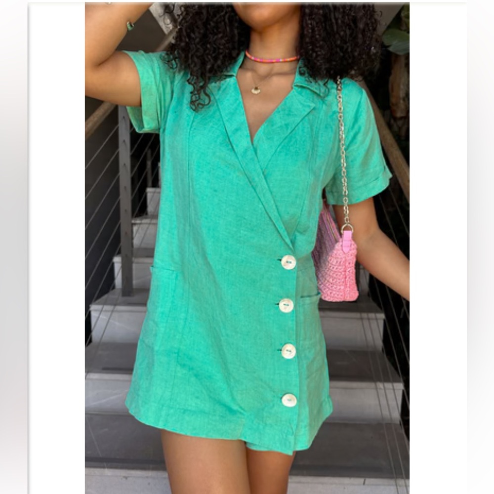 Show Me Your Mumu Bicoastal Blazer Romper seafoam sz small VGUC